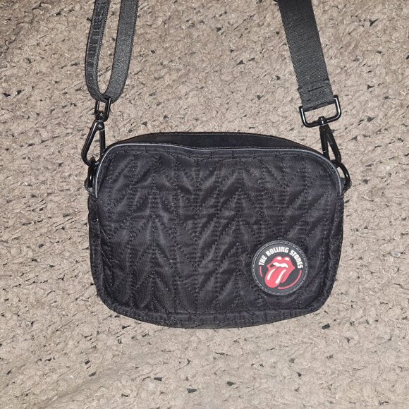 ROLLING STONES-ICONIC Collection-Quilted Chevron Crossbody Bag-Black-EX - Picture 4 of 7